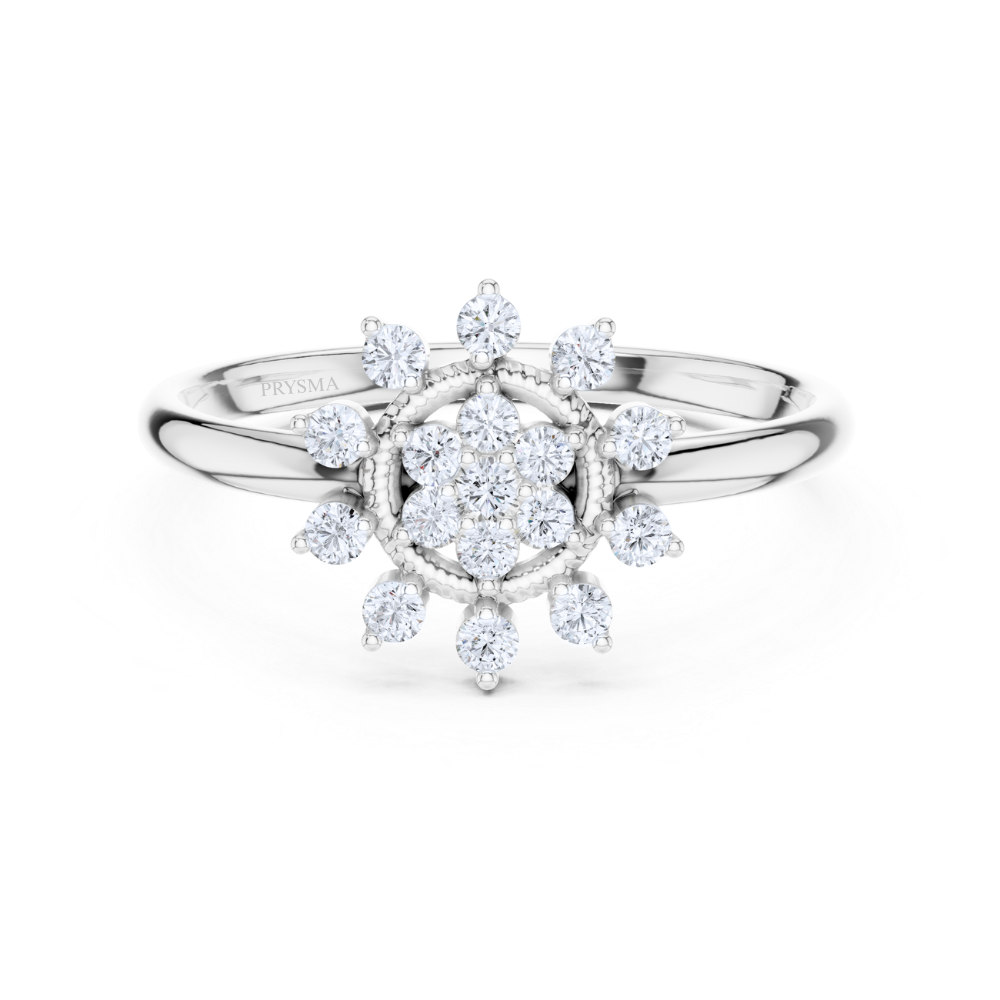 Radiant Halo Sunflower Diamond Ring