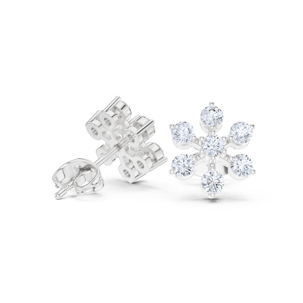 Radiant Snowflake Diamond Stud Earrings
