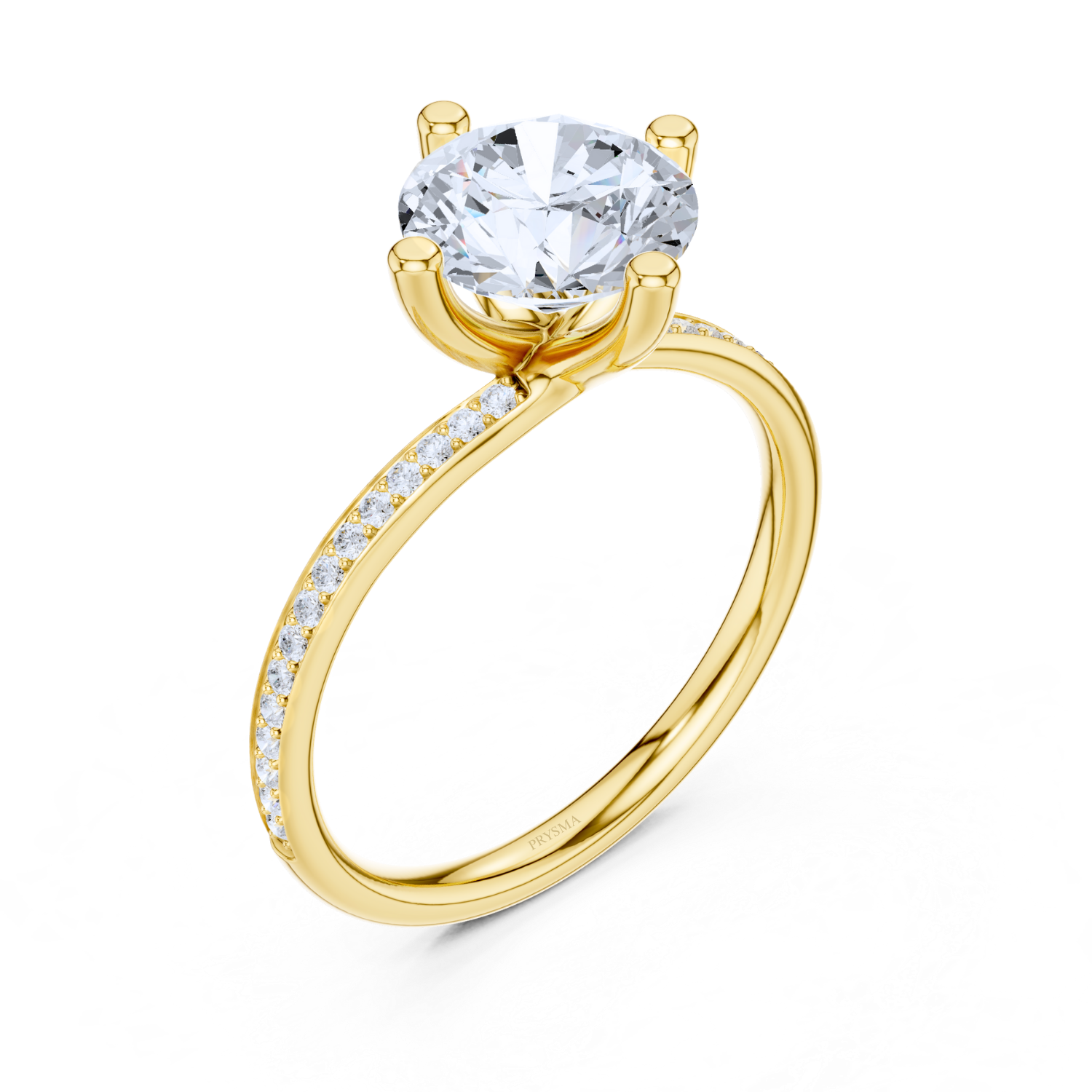Classic Round Solitaire Pave Ring