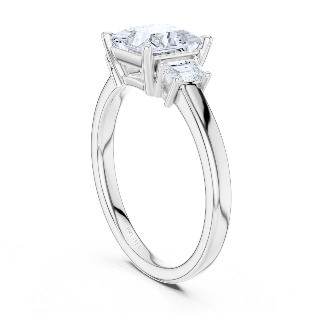 Regal Radiance Princess-Cut Three-Stone Ring
