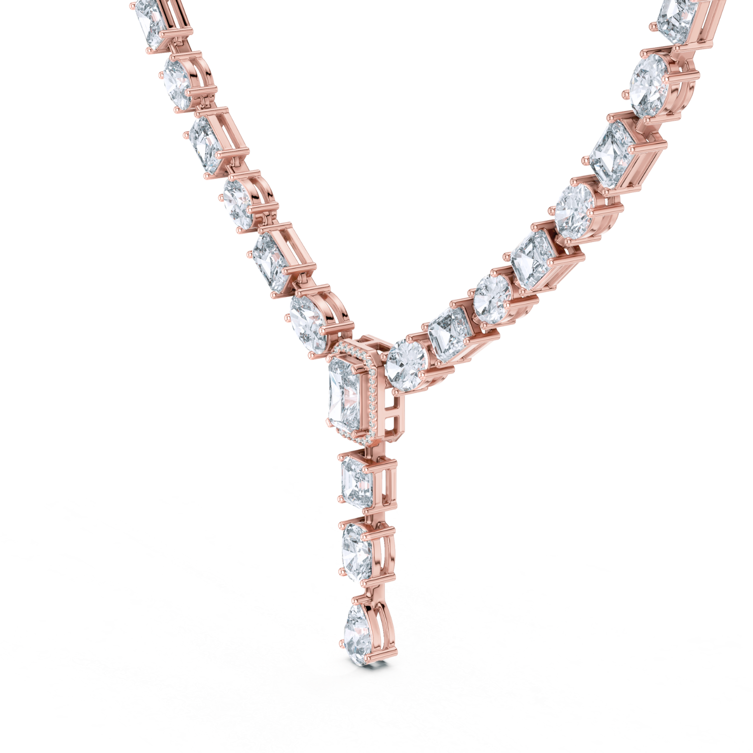 Elegant Y-Drop Diamond Tennis Necklace