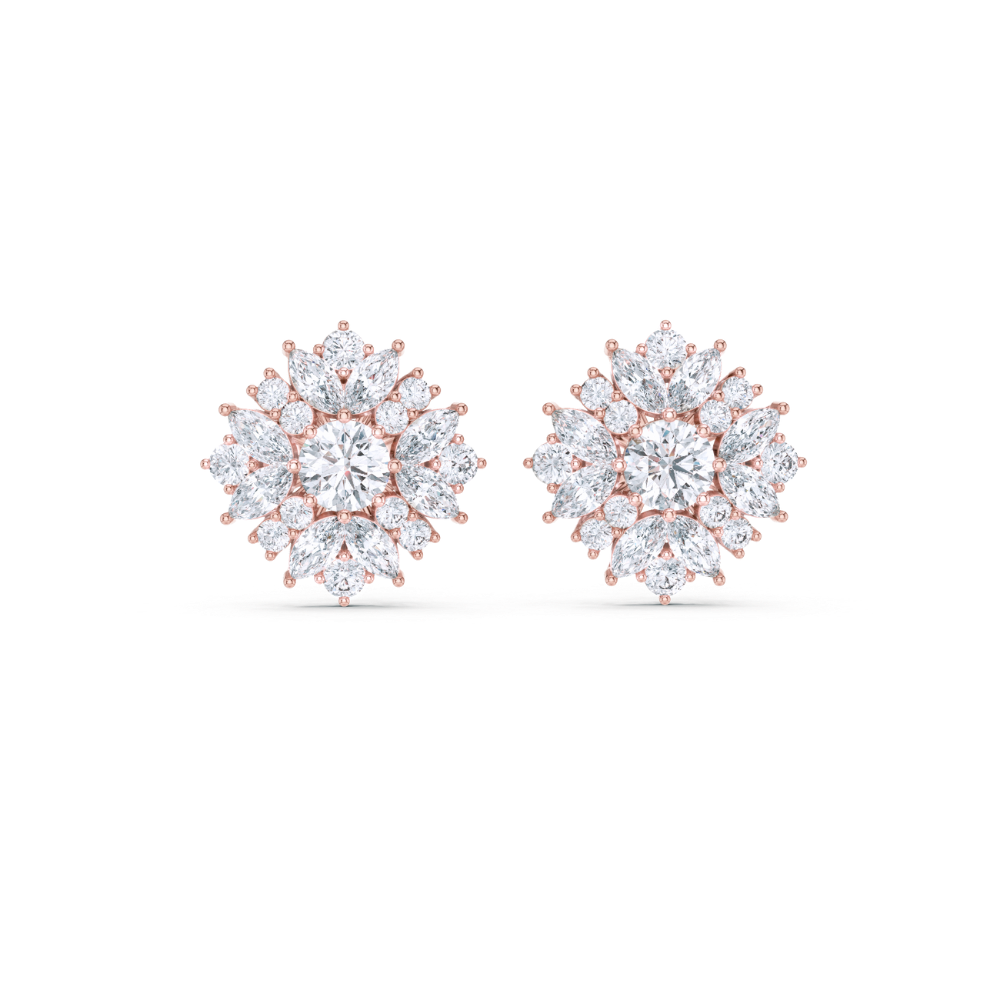 Radiant Bloom Diamond Cluster Earrings