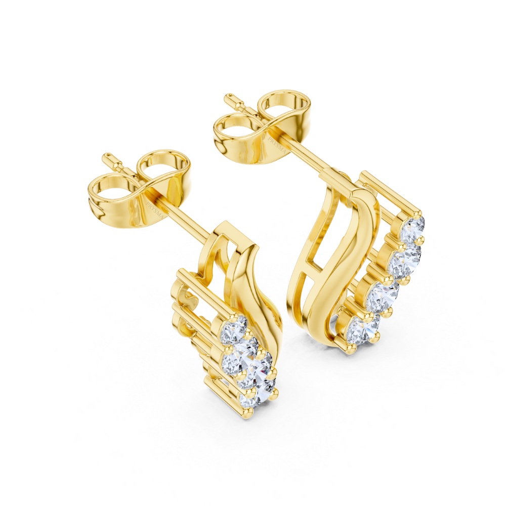 Curved Vine Diamond Stud Earrings