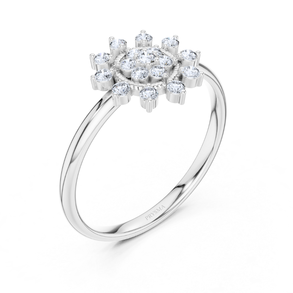 Radiant Halo Sunflower Diamond Ring