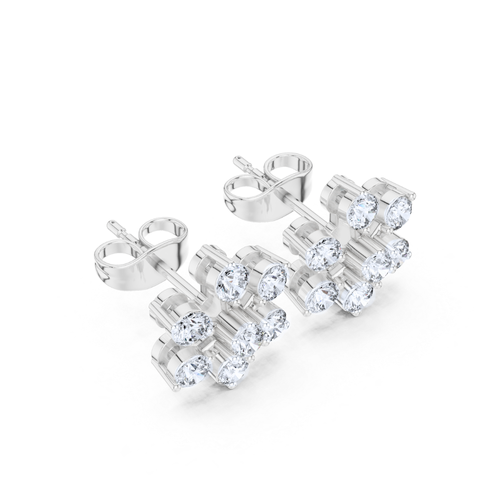 Radiant Snowflake Diamond Stud Earrings
