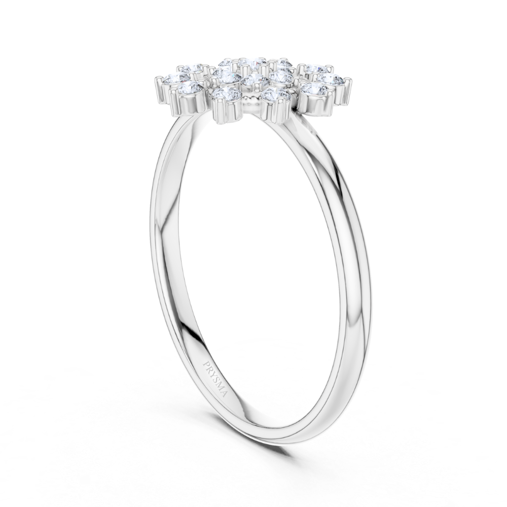 Radiant Halo Sunflower Diamond Ring