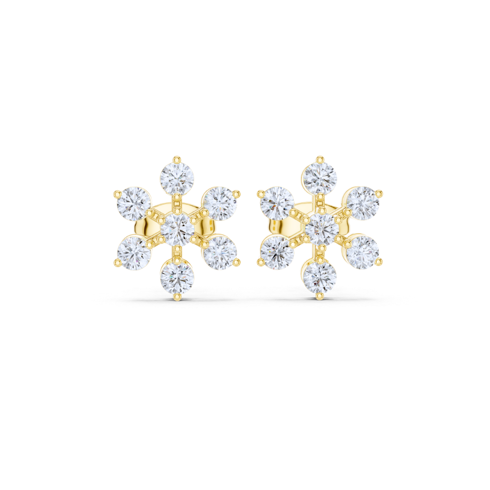 Radiant Snowflake Diamond Stud Earrings
