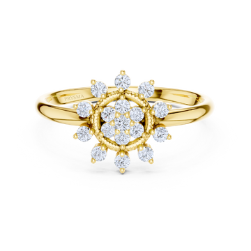 Radiant Halo Sunflower Diamond Ring