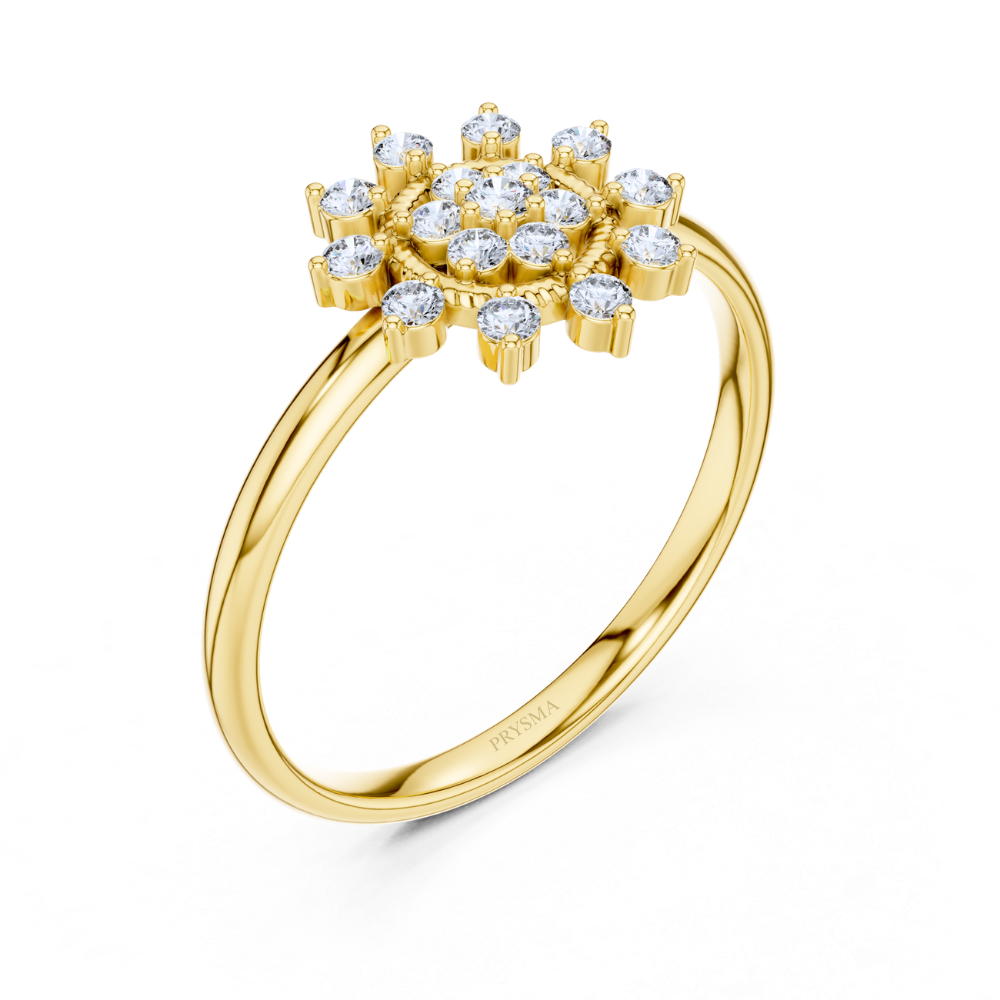 Radiant Halo Sunflower Diamond Ring