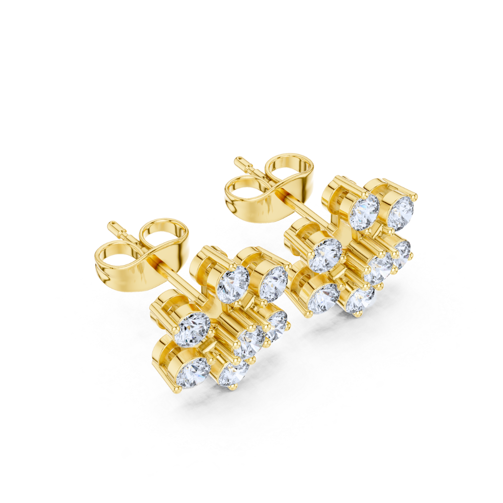 Radiant Snowflake Diamond Stud Earrings