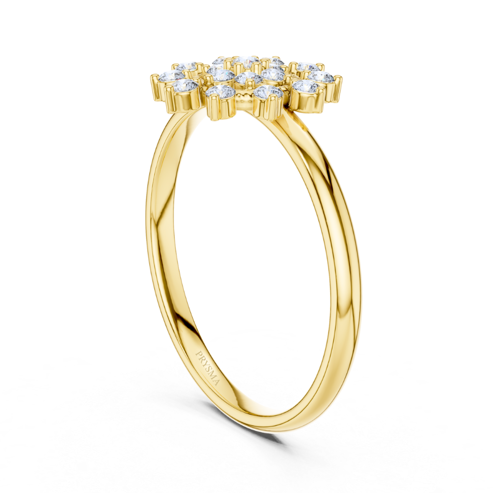 Radiant Halo Sunflower Diamond Ring