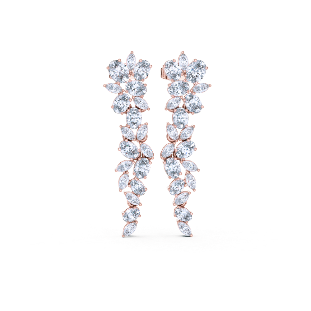 Floral Vine Drop Diamond Earrings