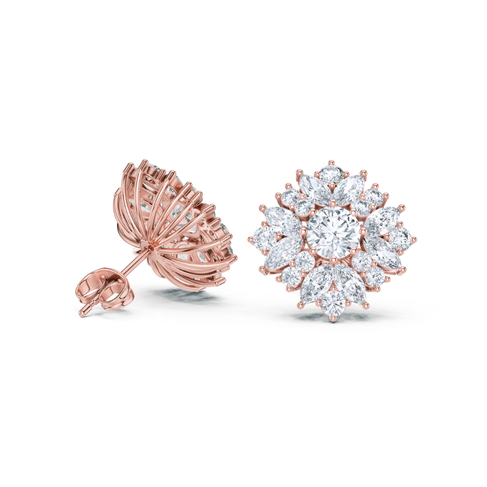 Radiant Bloom Diamond Cluster Earrings