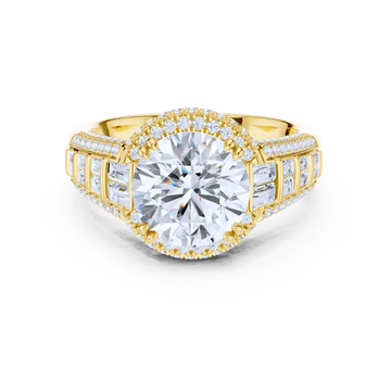 Regal Round Halo Baguette Ring