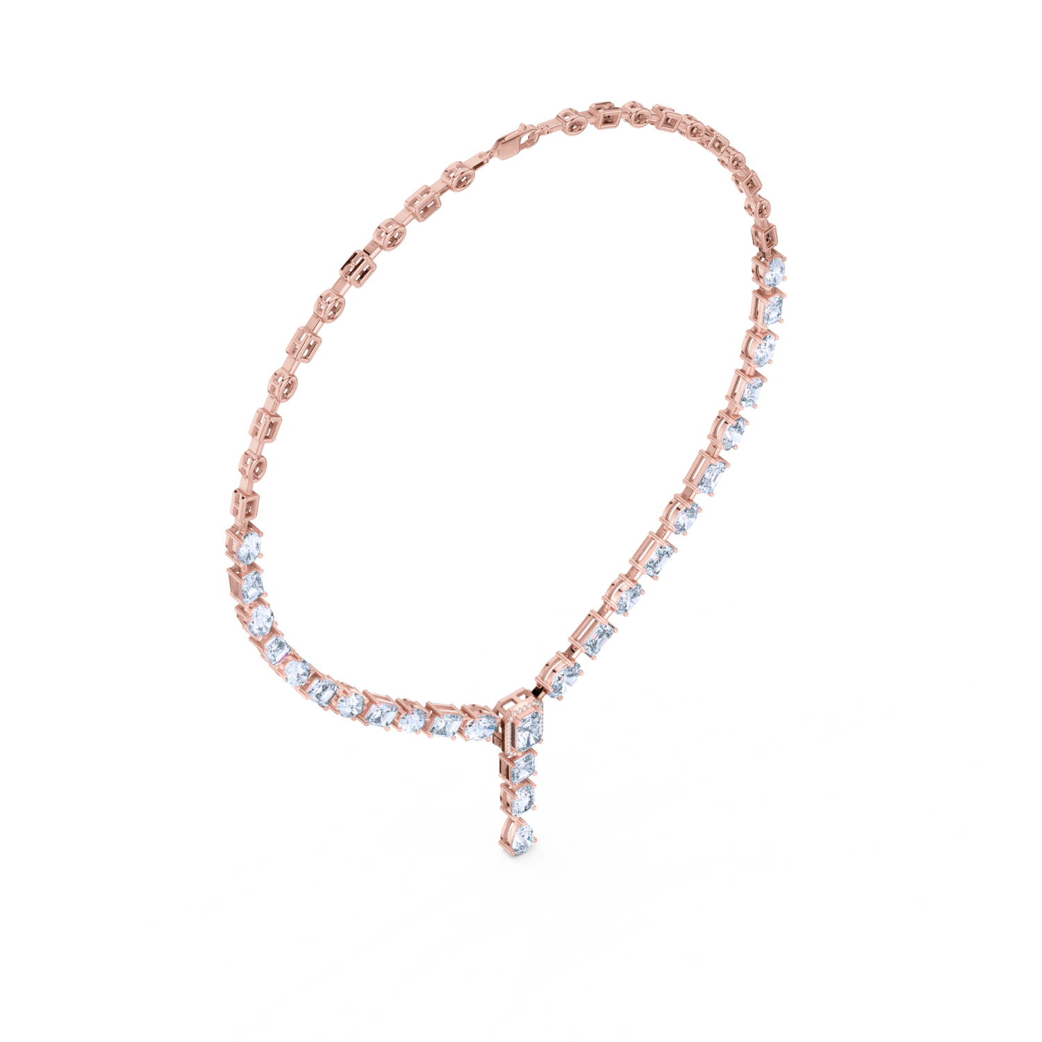 Elegant Y-Drop Diamond Tennis Necklace