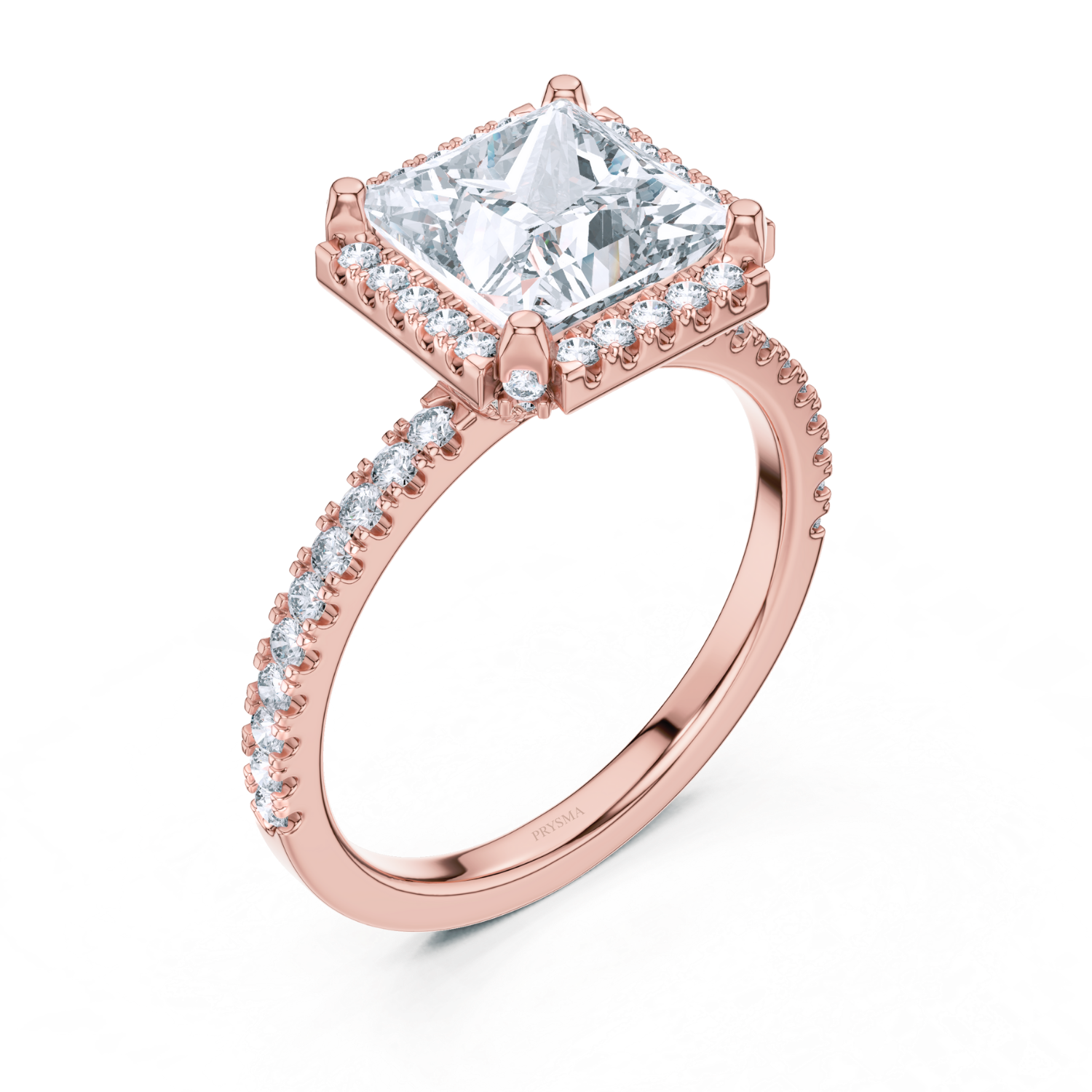 Royal Radiance Princess-Cut Halo Diamond Ring