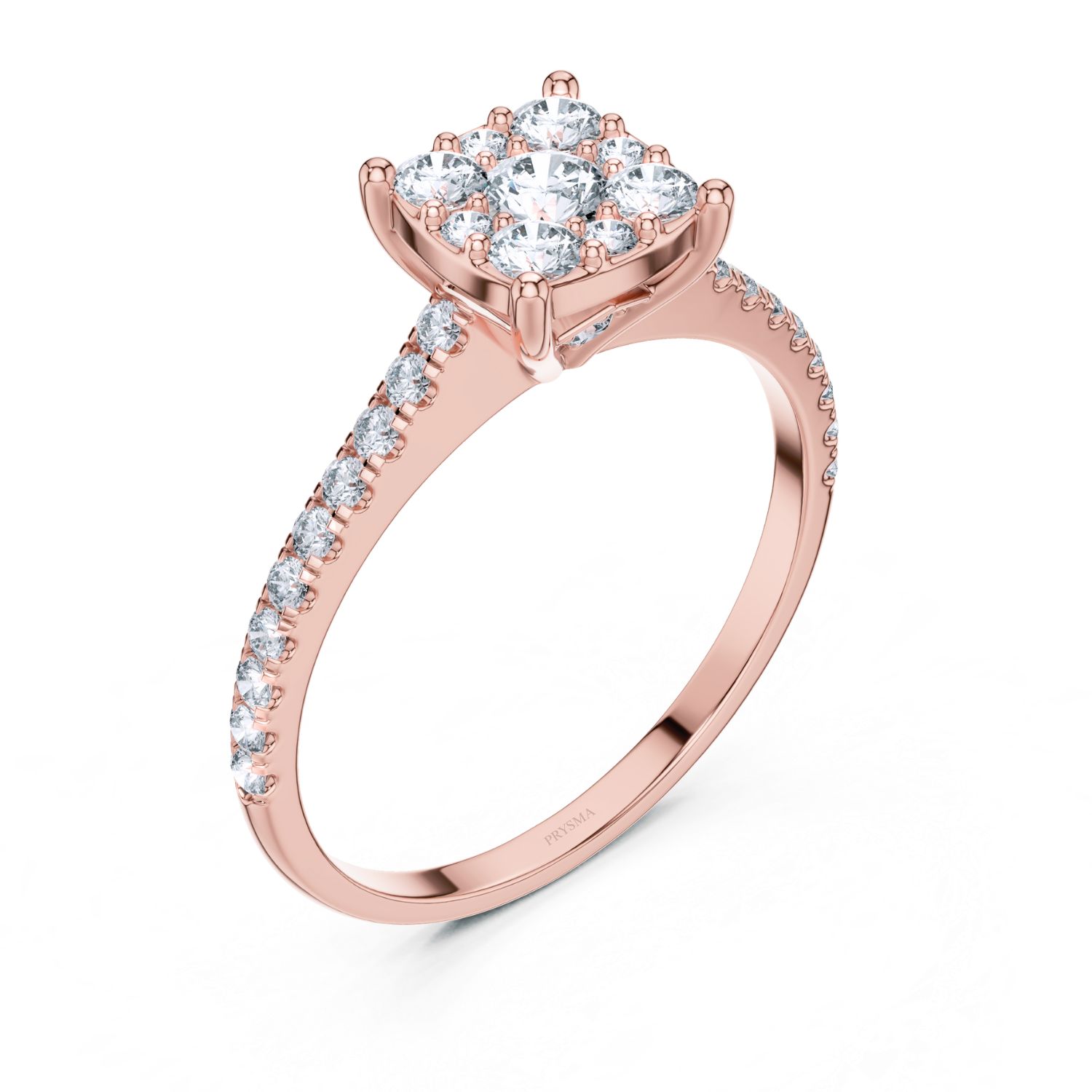 Celeste Cluster Princess Lab Diamond Ring