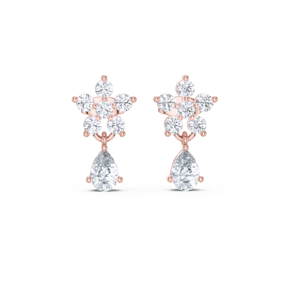 Floral Radiance Teardrop Diamond Earrings
