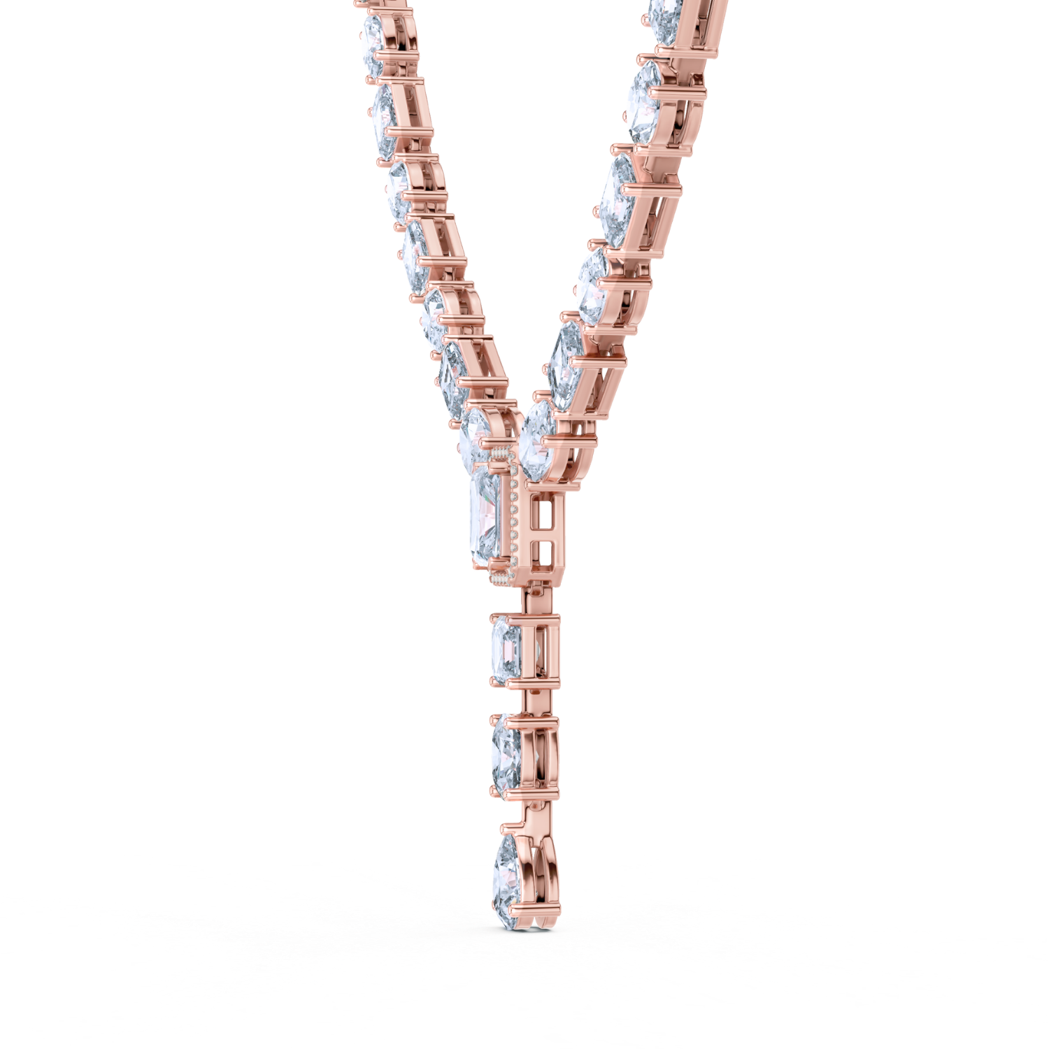 Elegant Y-Drop Diamond Tennis Necklace