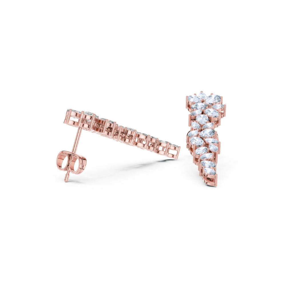 Floral Vine Drop Diamond Earrings