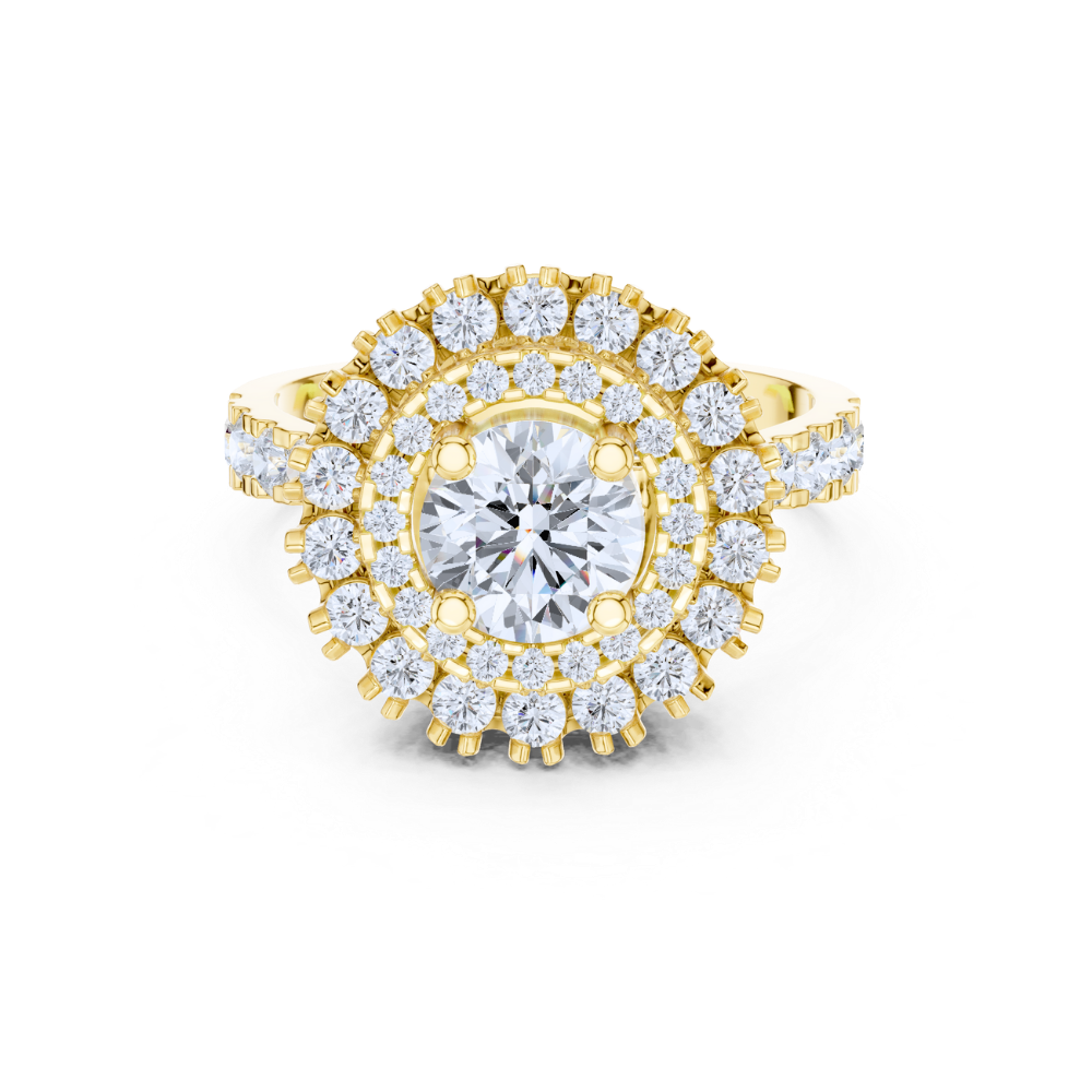 Radiant Double Halo Round-Cut Ring