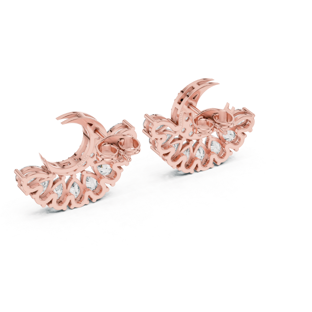 Celestial Crescent Diamond Stud Earrings