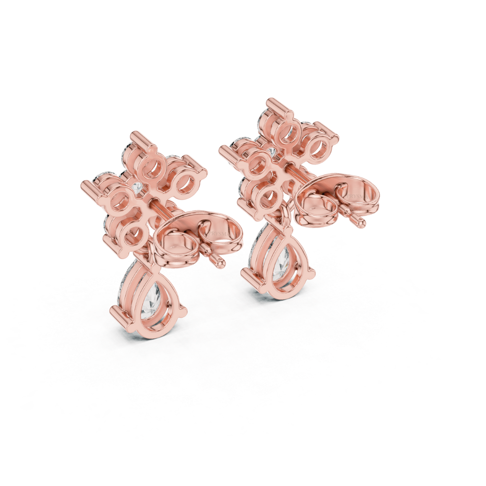 Floral Radiance Teardrop Diamond Earrings
