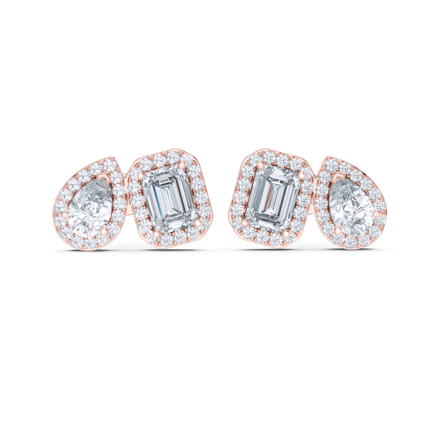 Duo Brilliance Halo Stud Earrings