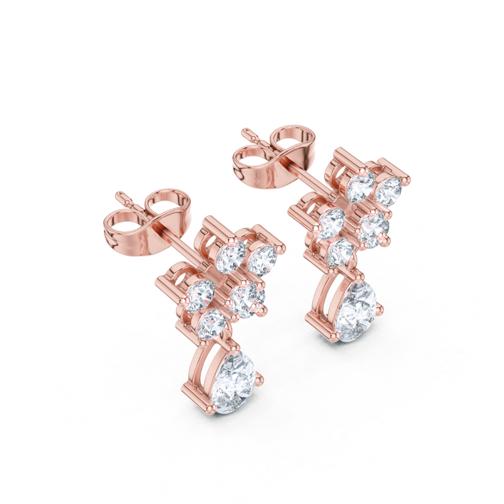 Floral Radiance Teardrop Diamond Earrings