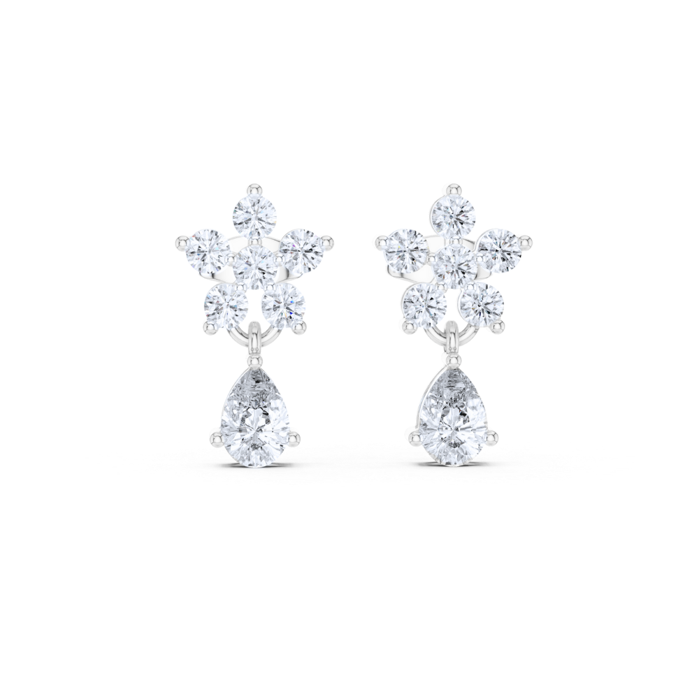 Floral Radiance Teardrop Diamond Earrings