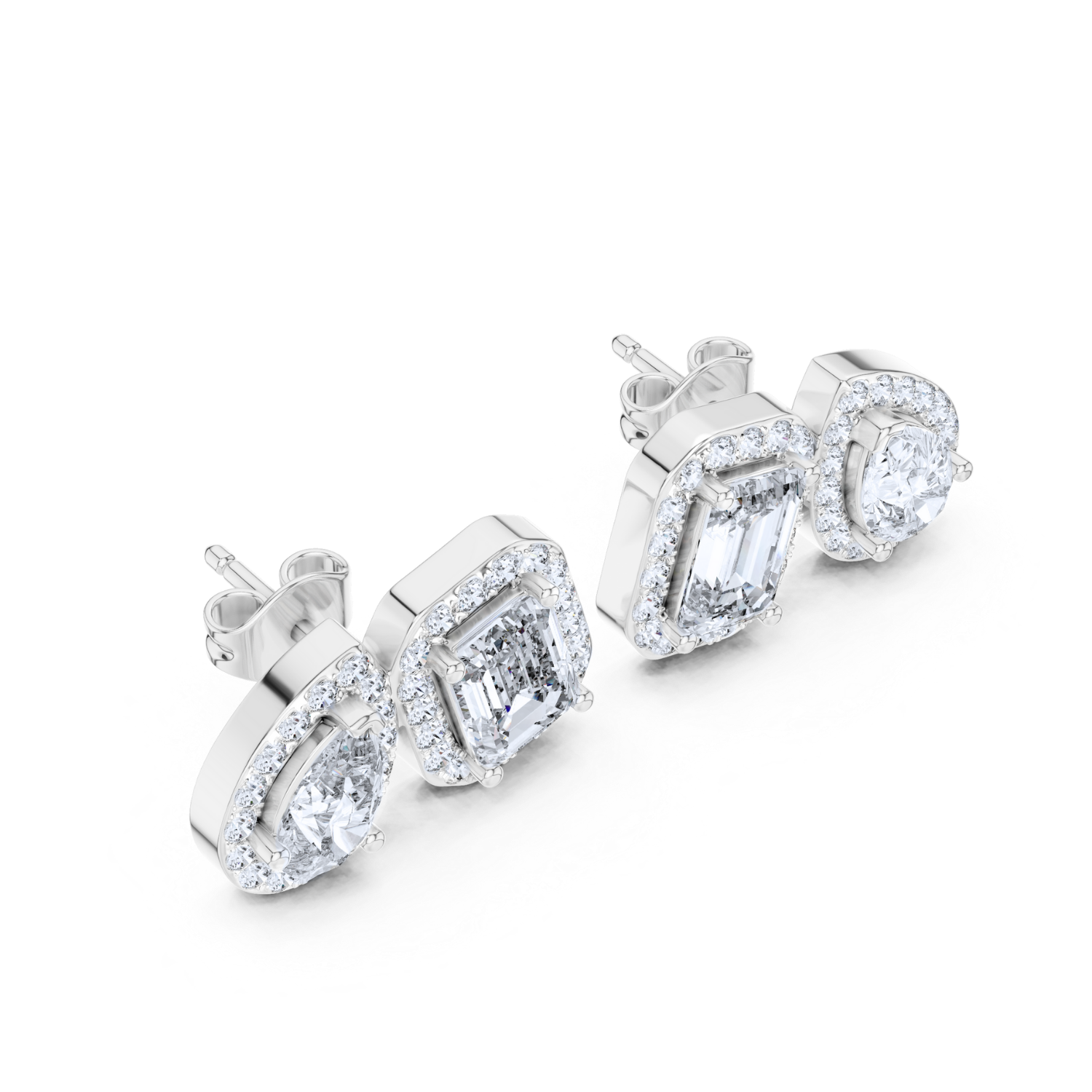 Duo Brilliance Halo Stud Earrings