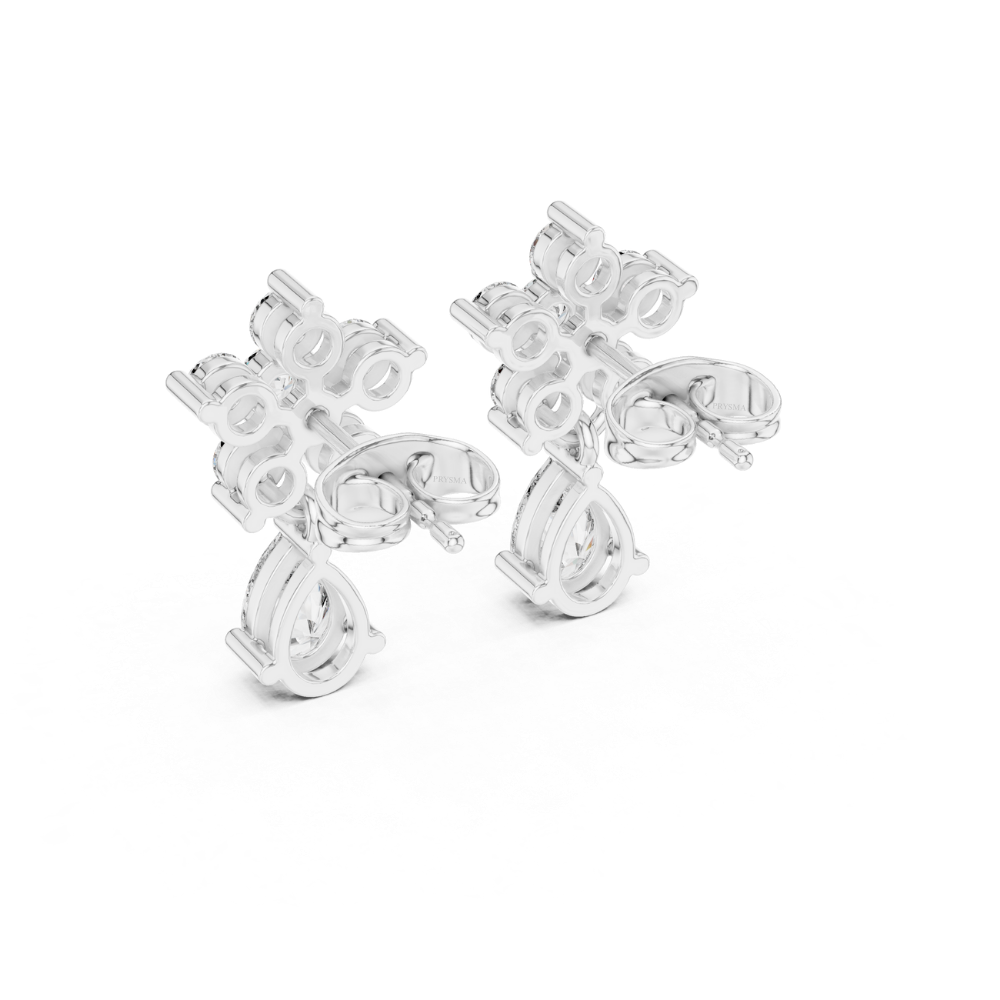 Floral Radiance Teardrop Diamond Earrings