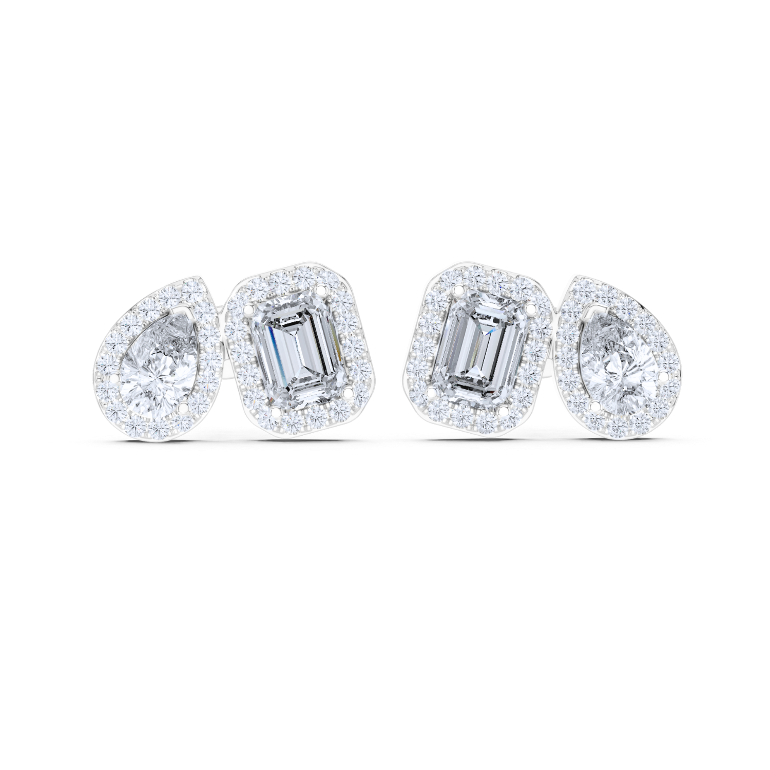 Duo Brilliance Halo Stud Earrings