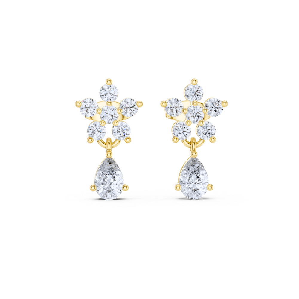 Floral Radiance Teardrop Diamond Earrings