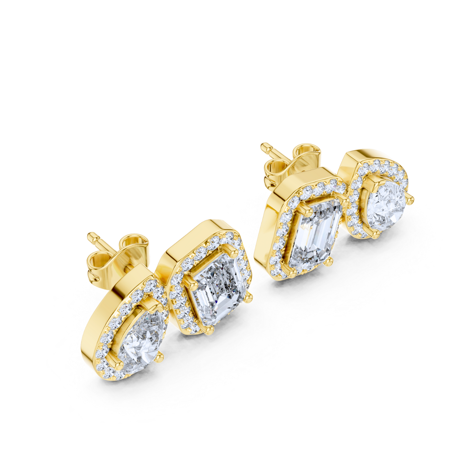 Duo Brilliance Halo Stud Earrings