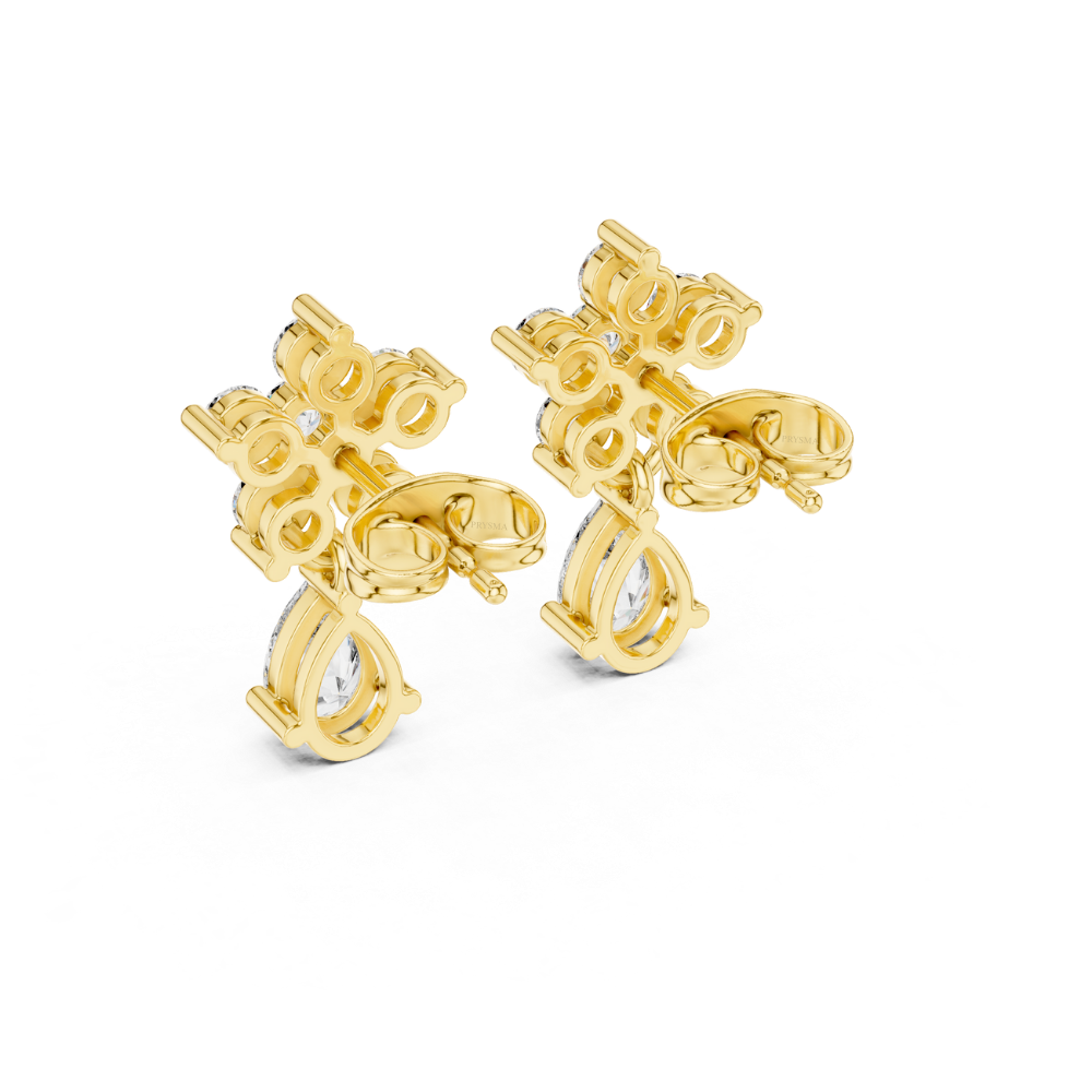 Floral Radiance Teardrop Diamond Earrings