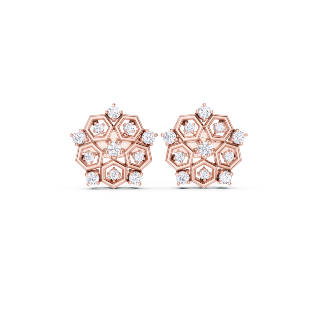 Celestial Hexa Bloom Diamond Studs