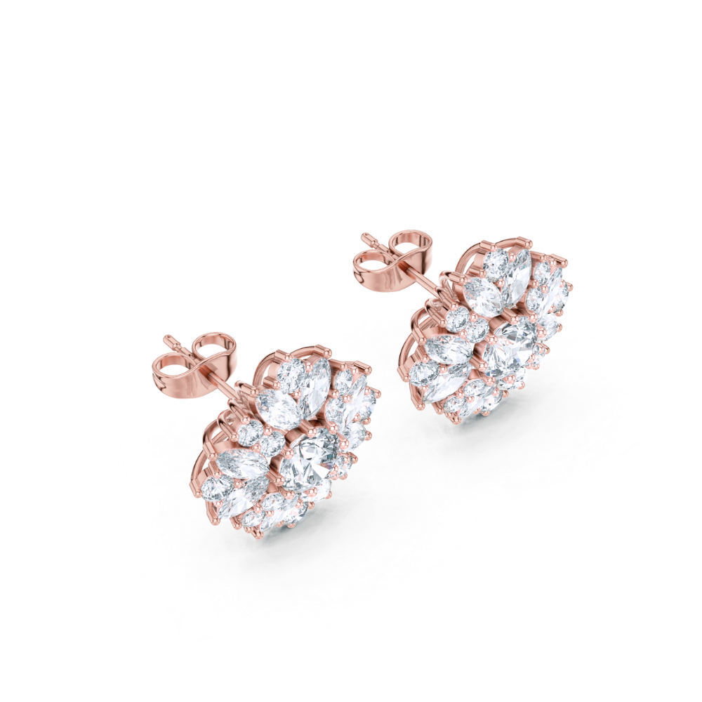 Radiant Bloom Diamond Cluster Earrings