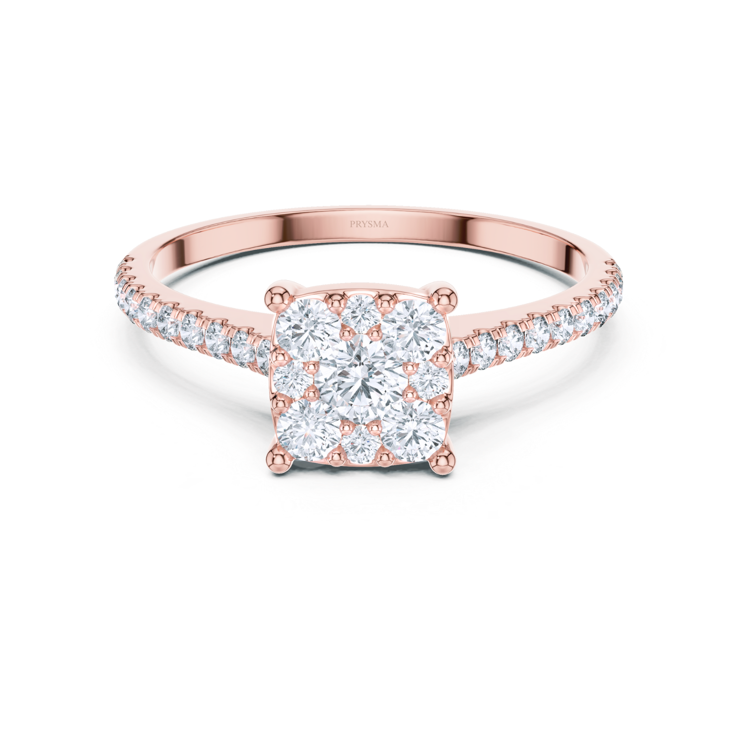 Celeste Cluster Princess Lab Diamond Ring