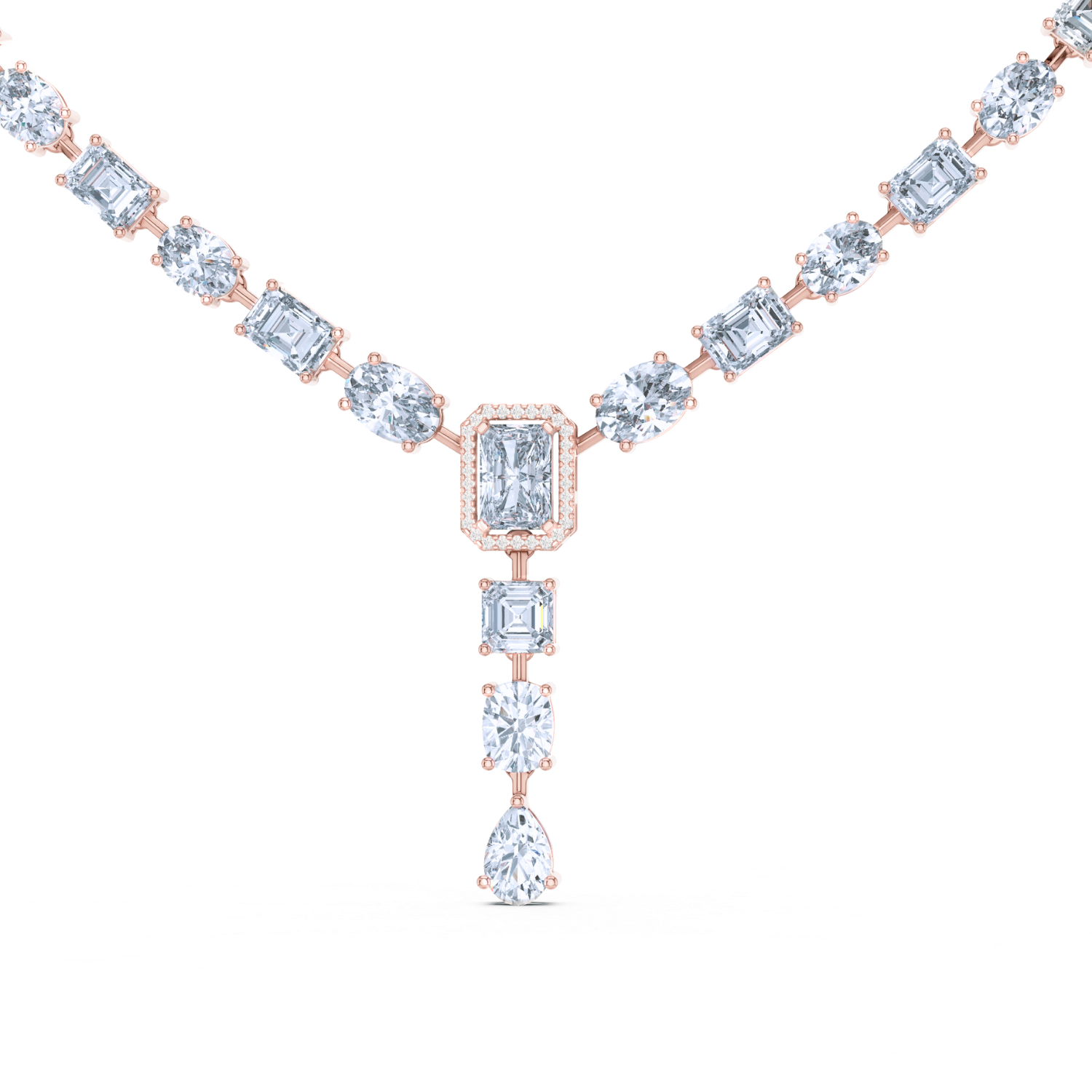 Elegant Y-Drop Diamond Tennis Necklace