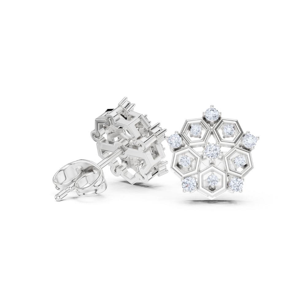 Celestial Hexa Bloom Diamond Studs