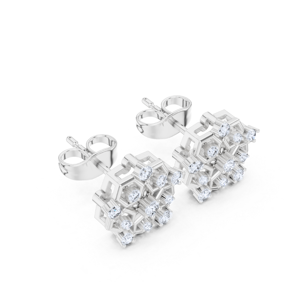 Celestial Hexa Bloom Diamond Studs