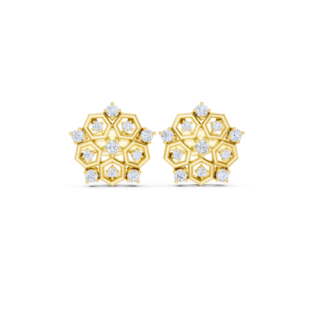 Celestial Hexa Bloom Diamond Studs