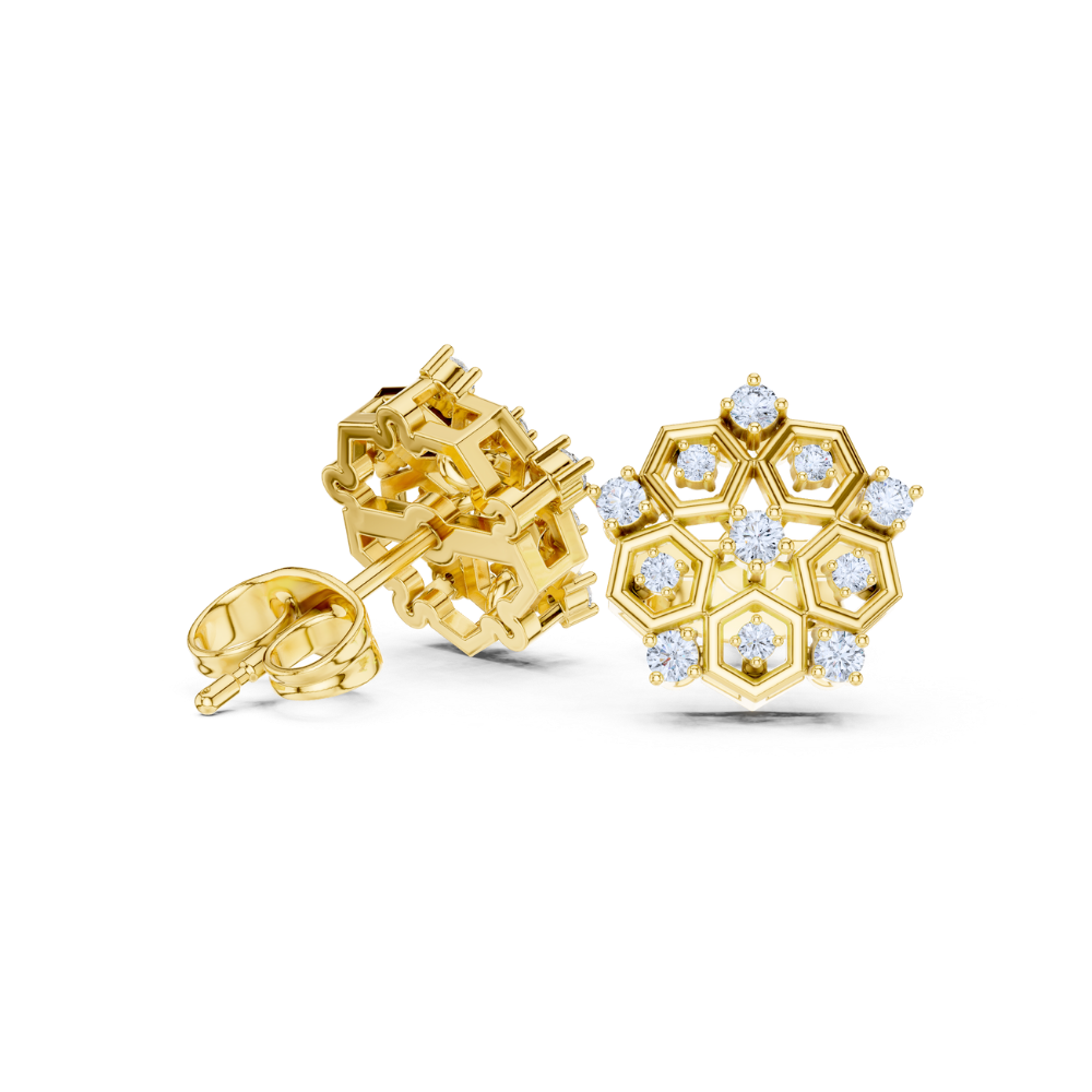 Celestial Hexa Bloom Diamond Studs