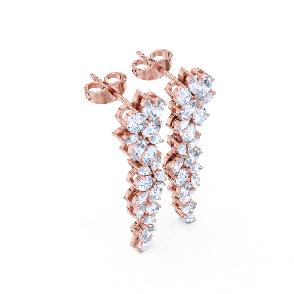 Floral Vine Drop Diamond Earrings