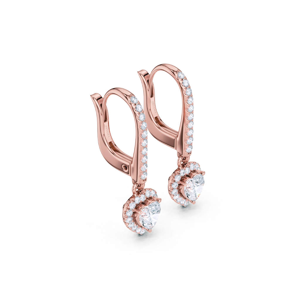Heart Halo Drop Diamond Earrings