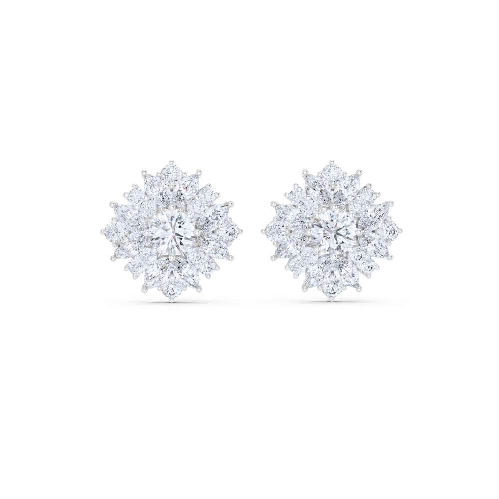 Radiant Bloom Diamond Cluster Earrings