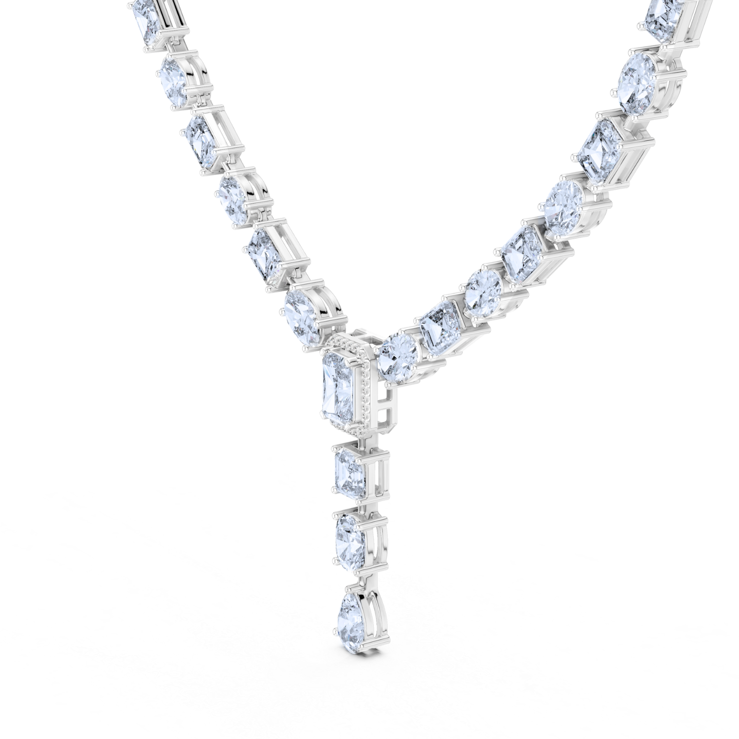 Elegant Y-Drop Diamond Tennis Necklace