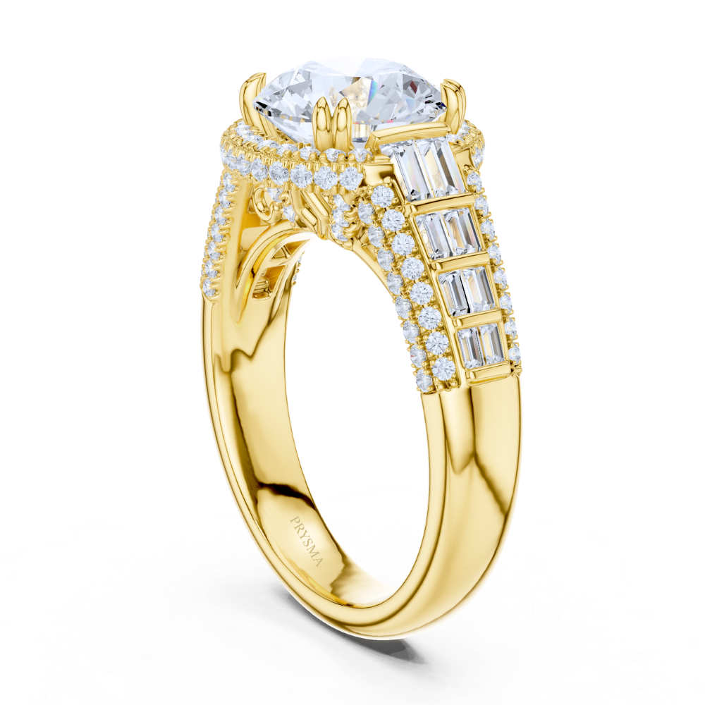 Regal Round Halo Baguette Ring