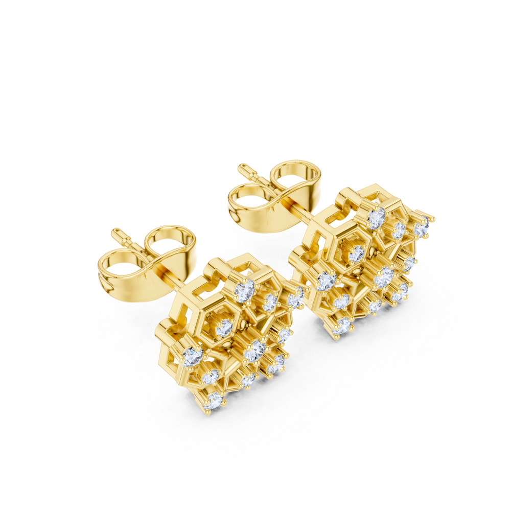 Celestial Hexa Bloom Diamond Studs